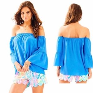 Lilly Pulitzer Sanilla Silk Top (Lapis Blue)